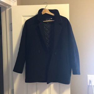 Black one size baggy wool coat